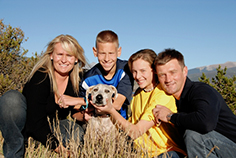 Family portrait with dog