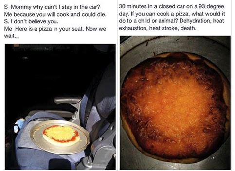 Pizza in closed car