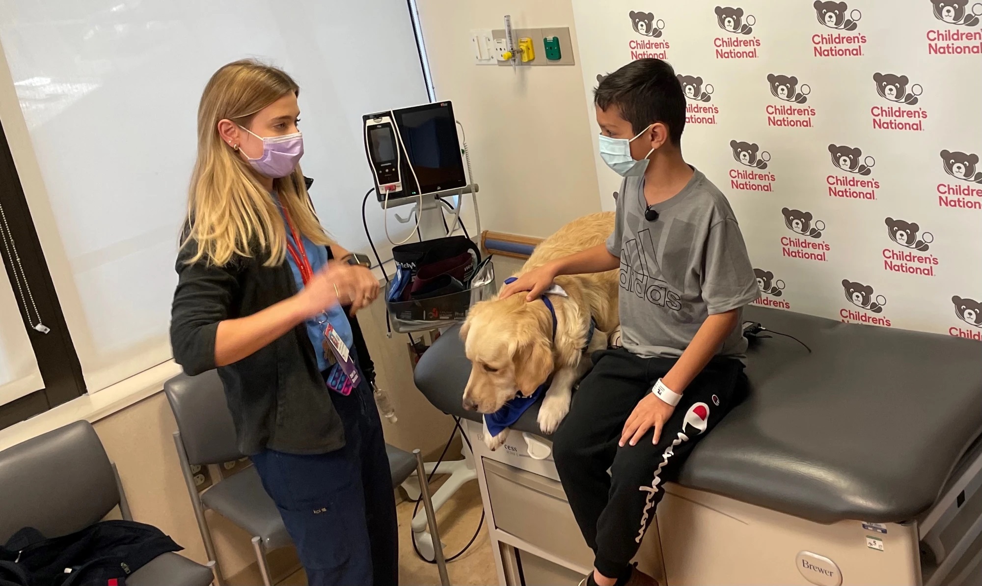 Santiago Esparza, 8, gearing up to receive his first COVID-19 dose of the vaccine with the support of a furry friend at the National Children's Hospital in Washington D.C. Photo:  National Children's Hospital
